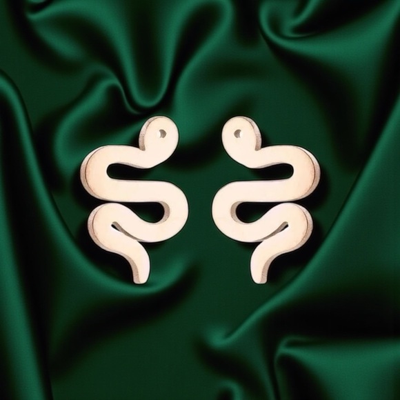 Rose Gold Snake Stud Earrings - Picture 1 of 4